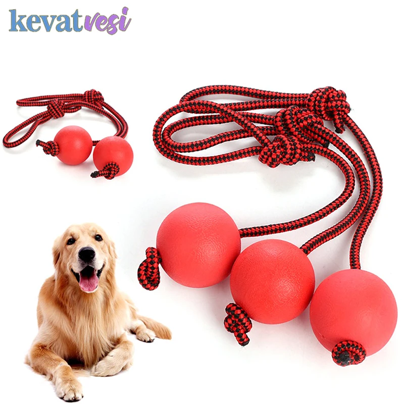 

Dog Toys Rubber Ball with Rope Clean Teeth Toy Bite-Resistant Training Balls for Small Medium Dogs Chihuahua Pet Supplies