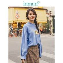 INMAN Autumn New Arrival Cotton Blending O-neck Fashion Cute Print Loose All Matched Women Sweatshirts