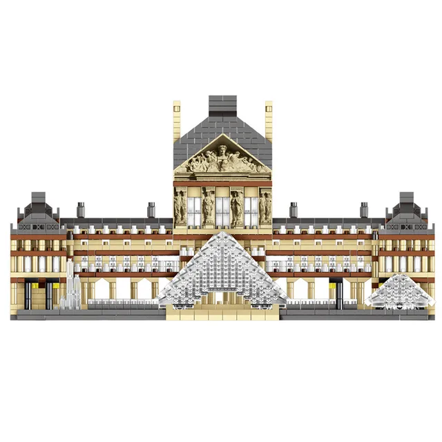 3377pcs Paris Louvre Museum 3D Model Building Blocks World Architecture Mini DIY Diamond Micro Blocks Bricks