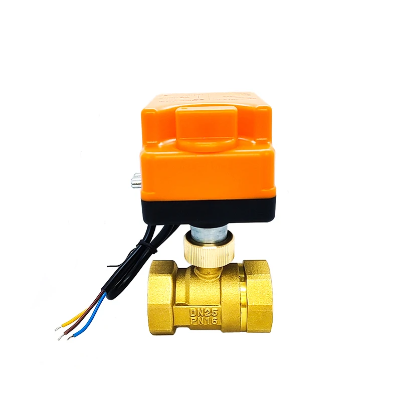 

1/2" 3/4" 1" 2" Brass Electric Ball Valve With Manual Switch Three Wire Two Control Two Way Electric Actuator 220V 24V 12V