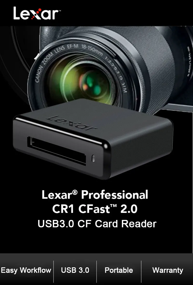 Lexar CF кард-ридер USB3.0 концентратор CompactFlash Thunderbolt 2 черный адаптер для HD/3D/4 K Видеокарта адаптер дропшиппинг