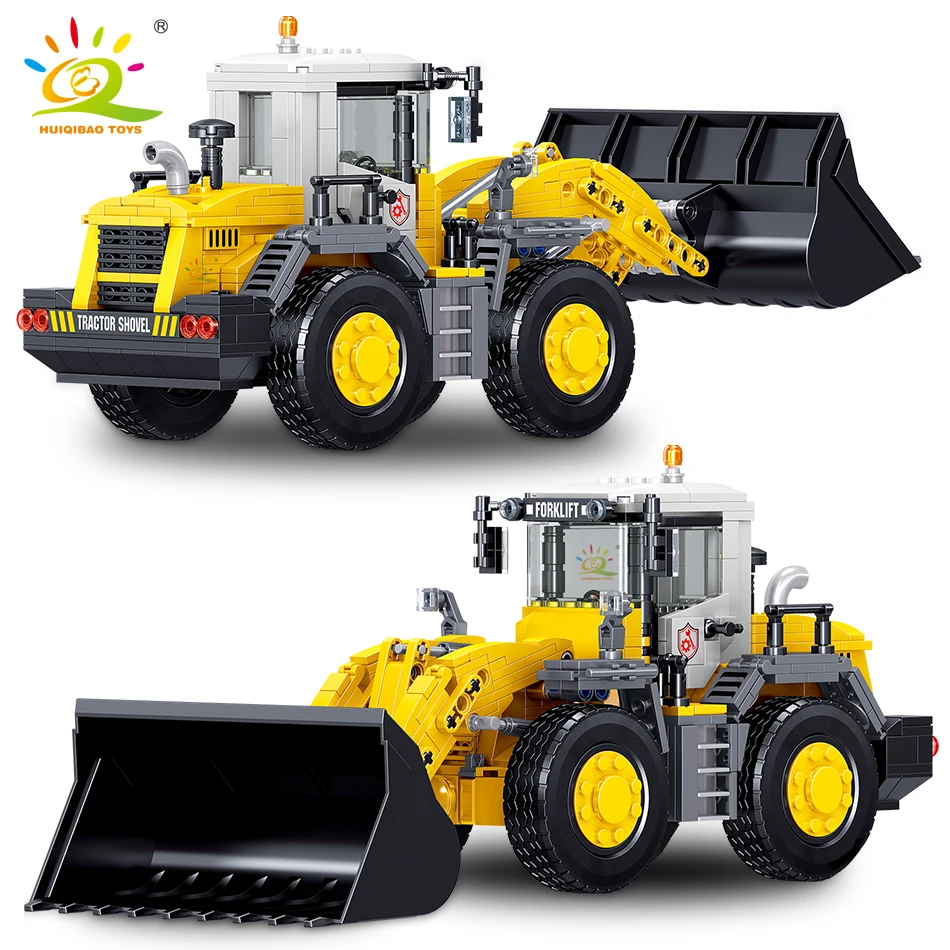 HUIQIBAO TOYS 732pcs Engineering Forklift Truck Building Block City Construction Bricks Car Set Toys For Children Kids Gift