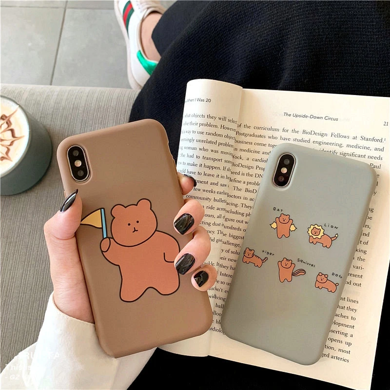 Мягкий силиконовый чехол для телефона с мультяшным медведем для iphone 8plus 7plus 8 7 Забавный медведь матовый толстый Чехол для мобильного телефона 6 для iphone x xs max xr