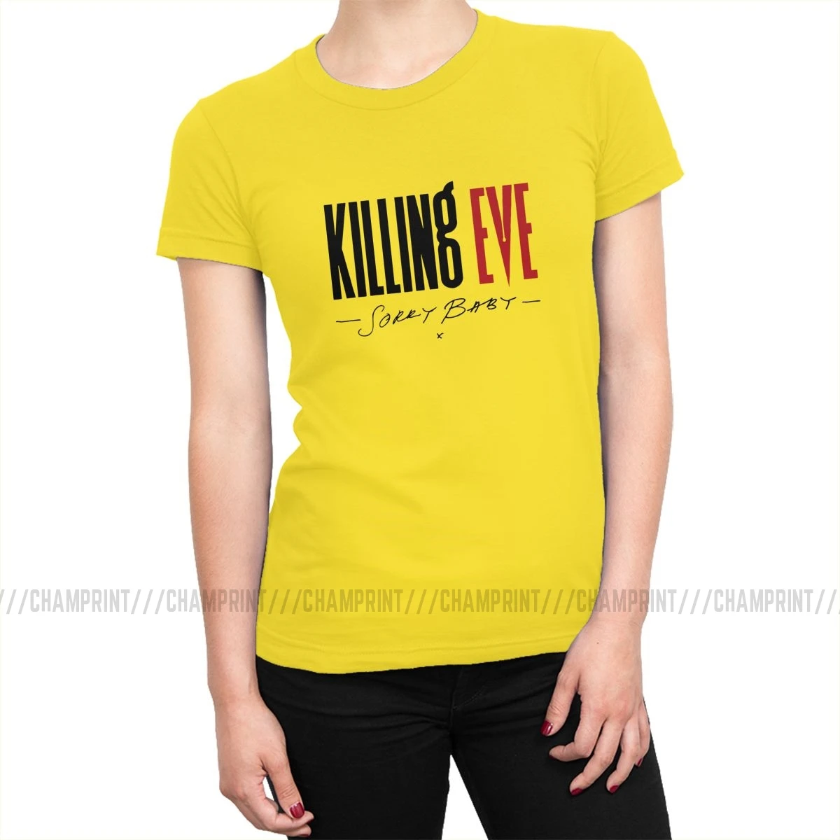 Женская футболка с надписью Killing Eve Sorry Baby X, модная футболка из чистого хлопка, Забавные топы, женская одежда с принтом - Цвет: Цвет: желтый