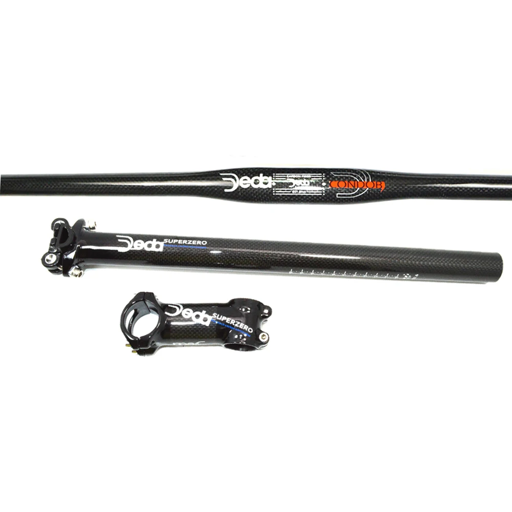 flat bar set glossy DEDA полный углеродный MTB комплект рулей для велосипеда горный велосипед плоский подъем вынос руля стойка сидения 3 к Углеродные велосипедные части глянцевая - Цвет: flat bar set glossy
