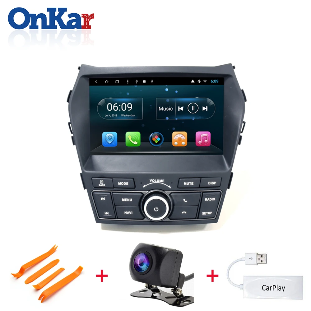 Автомагнитола ONKAR для hyundai Santa fe IX45 2013 с Android 9,0 Pie Автомобильный мультимедийный плеер 2 Гб+ 32 ГБ 1din wifi - Цвет: With CarPlay Camera
