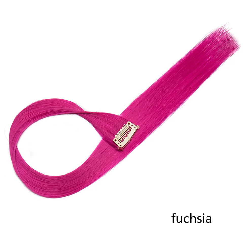 SNOILITE 22 ''длинный прямой синтетический зажим в одной части волос расширение 55 см розовый синий фиолетовый красный чистый цвет поддельные шиньоны - Цвет: fuchsia