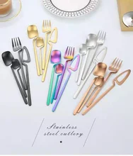 Creativity 4pcs Western Dinnerware Set Stainless Steel Cutlery Set Fork Knife Spoon Tableware Set Flatware Set Silverware Set