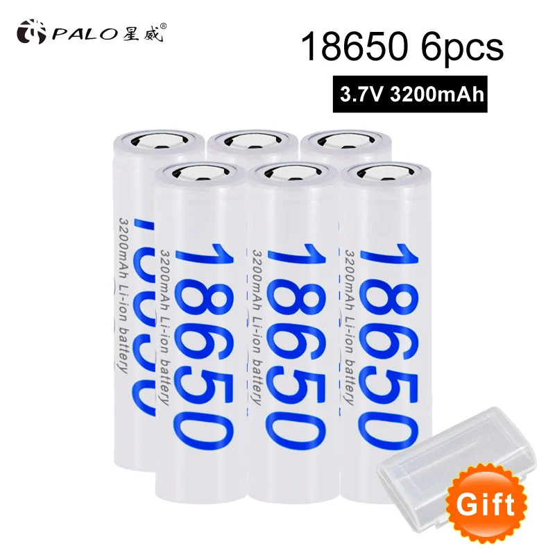 PALO 3,7 V ЖК-дисплей USB 18650 Зарядное устройство для 18650 14500 батарея+ 3200mAh 18650 аккумулятор литий-ионный аккумулятор - Цвет: 6pcs