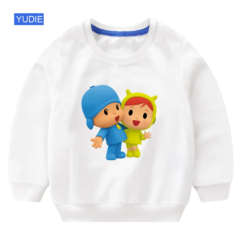 Свитер для малышей Модная Милая футболка с принтом Pocoyo пуловер для малышей Детские толстовки Одежда для мальчиков и девочек Новинка года; сезон весна