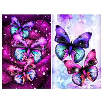 

2 Pack 5D Diamond Painting Kit,DIY Diamond Rhinestone Painting Kits for Adults Arts Craft Home Decor(Butterfly)