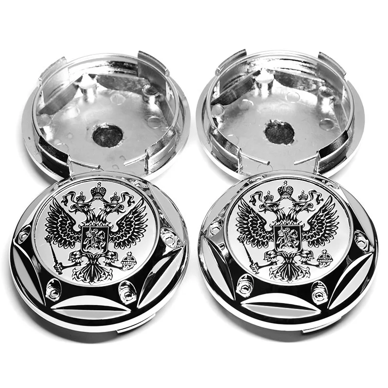 4Pcs Car Wheel Hub Caps Styling Coat of Arms of Russia Eagle Emblem Rim Decorating