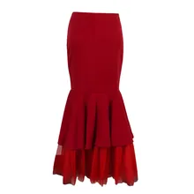 JAYCSOIN, сексуальные женские длинные юбки, высокая талия, одноцветные, с рюшами, вечерние, для женщин, юбки, Осенние, женские, марлевые, пэчворк, кружевная юбка