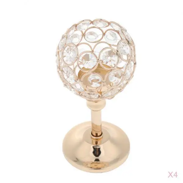 4pcs Wedding Mosaic Candelabra Countertop Tabletop Candlestick Bowl Golden for Home Wedding Party Ornament