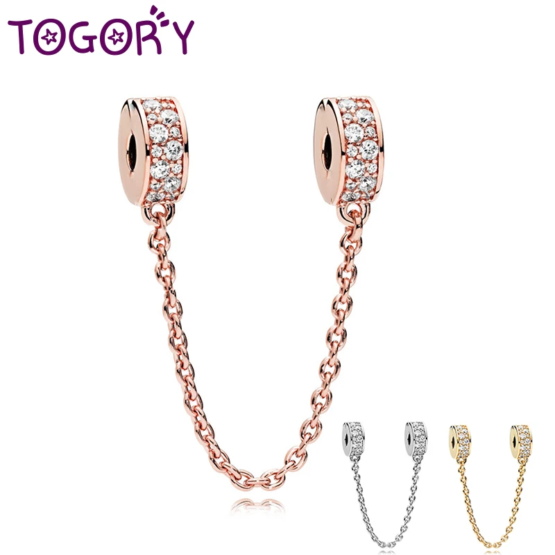 TOGORY новинка бусины из розового золота очаровательные стразы безопасная цепочка