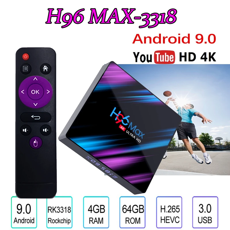 ТВ приставка android 9,0 H96 max 64 ГБ Android ТВ приставка 2,4/5,0G WiFi Bluetooth 4K H96 max ТВ приставка поддержка Испания Европа iptv подписка
