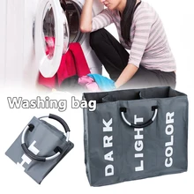 

Laundry Bag Foldable Laundry Basket Large Dirty Laundry Basket Hamper Sorter Oxford Cloth Dirty Clothes Bag with Aluminum Handle