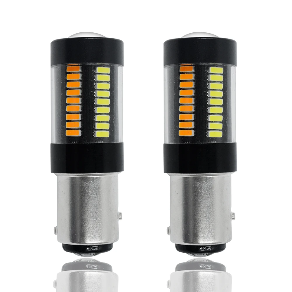 

2PCS Auto White/Amber Canbus S25 1156/BAU15S 1157 3156 3157 T20 7440 7443 led 66smd 3014 Turn Signal Light Brake Light