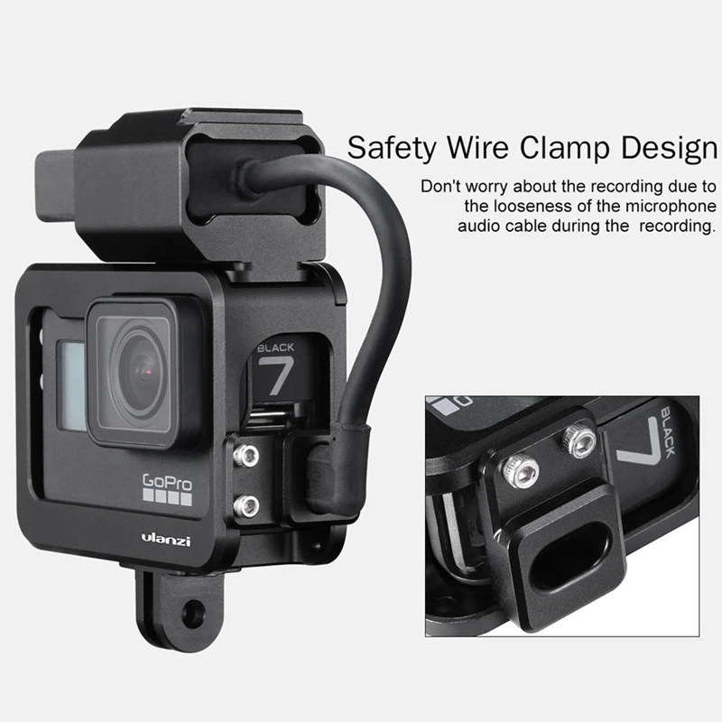 AABB-Ulanzi V3 Pro металлический чехол Vlog для GoPro 7 6 5 двойной чехол для холодного башмака с микрофоном светодиодный видео светильник адаптер микрофонный кабель Cl