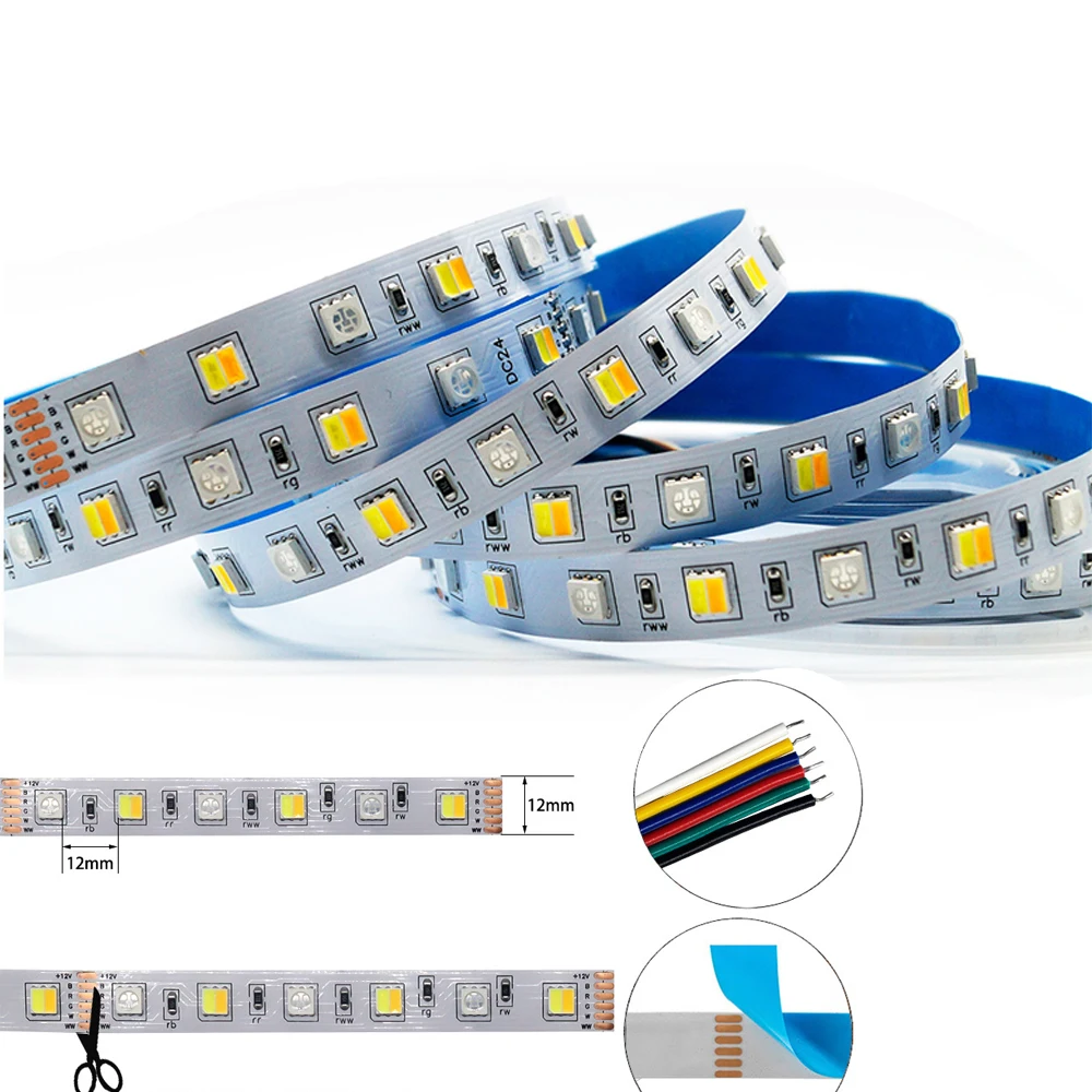 12V 24V SMD 5050 RGBW RGB WWA CCT LED Strip Light 60Leds/m Flexible led Stripe Ribbon Diode Tape tira de Room Decor 1-5m | Лампы и