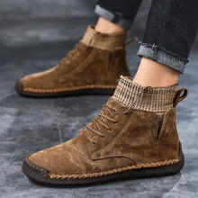 Мужская зимняя обувь; замшевые высокие повседневные кроссовки; Мужская плюшевая теплая обувь; Chaussures Homme; Роскошная брендовая X11-33