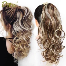 

22" Long Wavy Synthetic Ponytail Extensions Clip-in Pony Tail Drawstring Natural Hair Extension Heat Resistant Hair Pieces