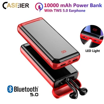 

CASEIER 10000mAh Power Bank Bluetooth 5.0 Earphone Two in One For iPhone 11 Pro XS XR Fast Charger Powerbank For Samsung Xiaomi