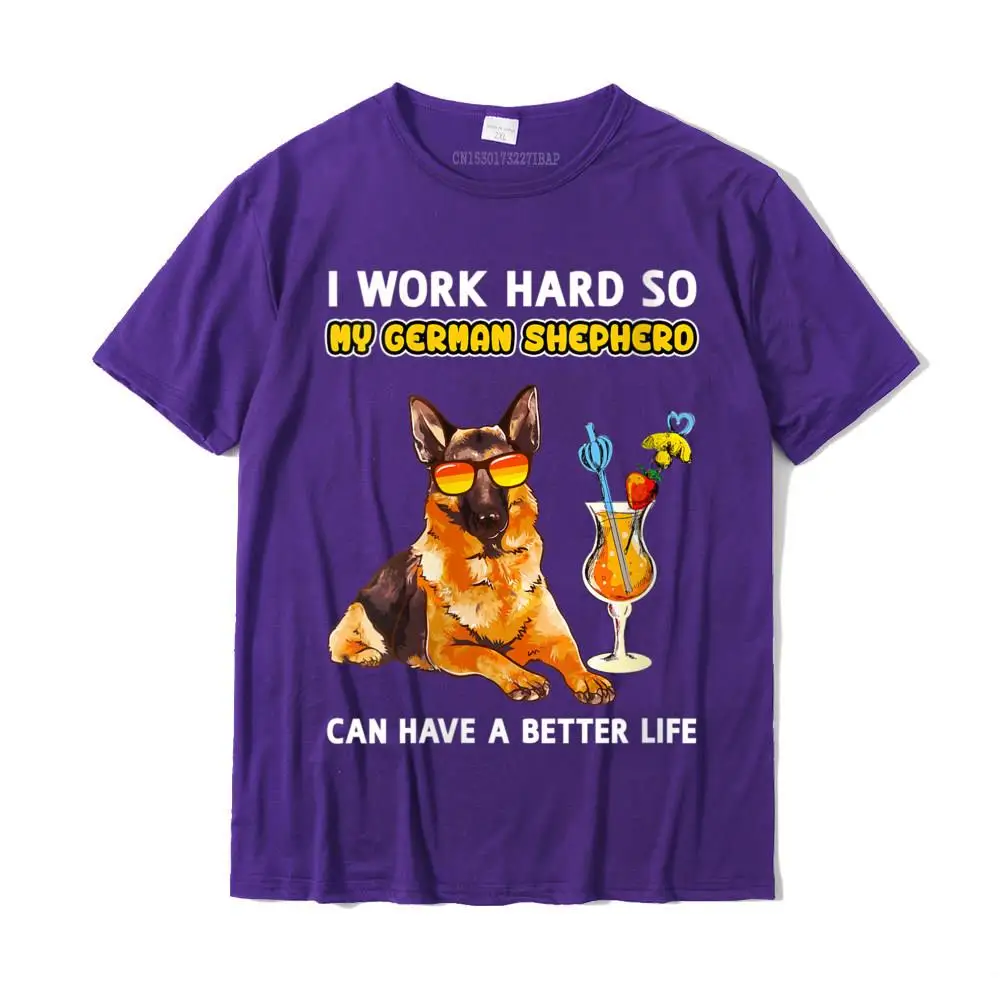 Camisa Top T-shirts for Men Design Summer Autumn Tops Tees Short Sleeve New Design Europe Sweatshirts O-Neck Cotton Fabric Womens Funny German Shepherd Gifts German Shepherd Lover V-Neck T-Shirt__29166 purple