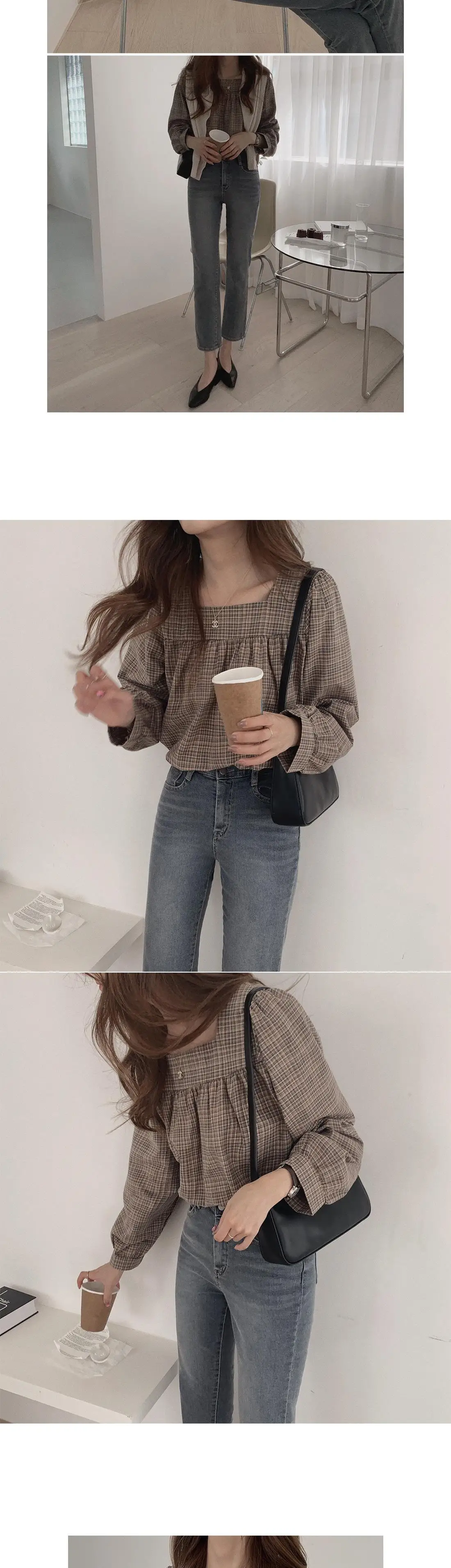 Plaid New Womens Blouses Summer Tops Femme Casual Women Shirt Long Sleeve Cotton Girls women Blouse New Blusas Solid Loose