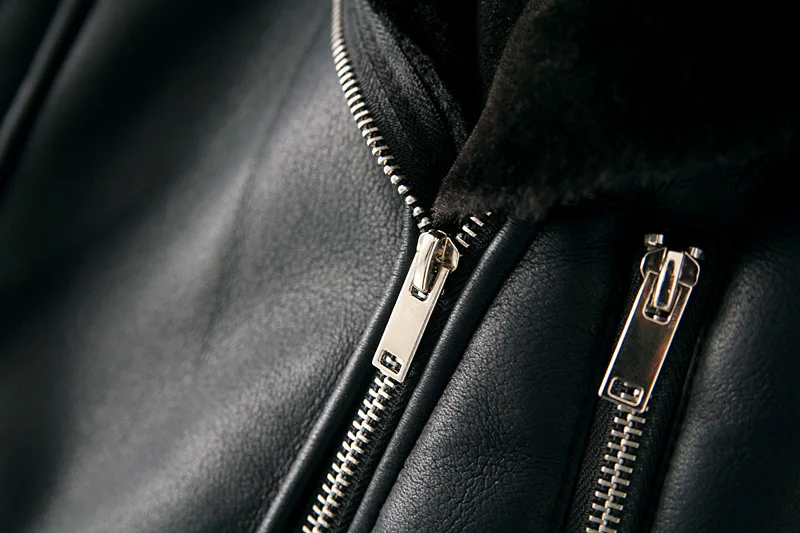 Fitaylor 2020 New Winter Women Sheepskin Coats Thicken Faux Leather Lamb Fur Jackets Hem Detachable Motorcycle Zipper Outerwear