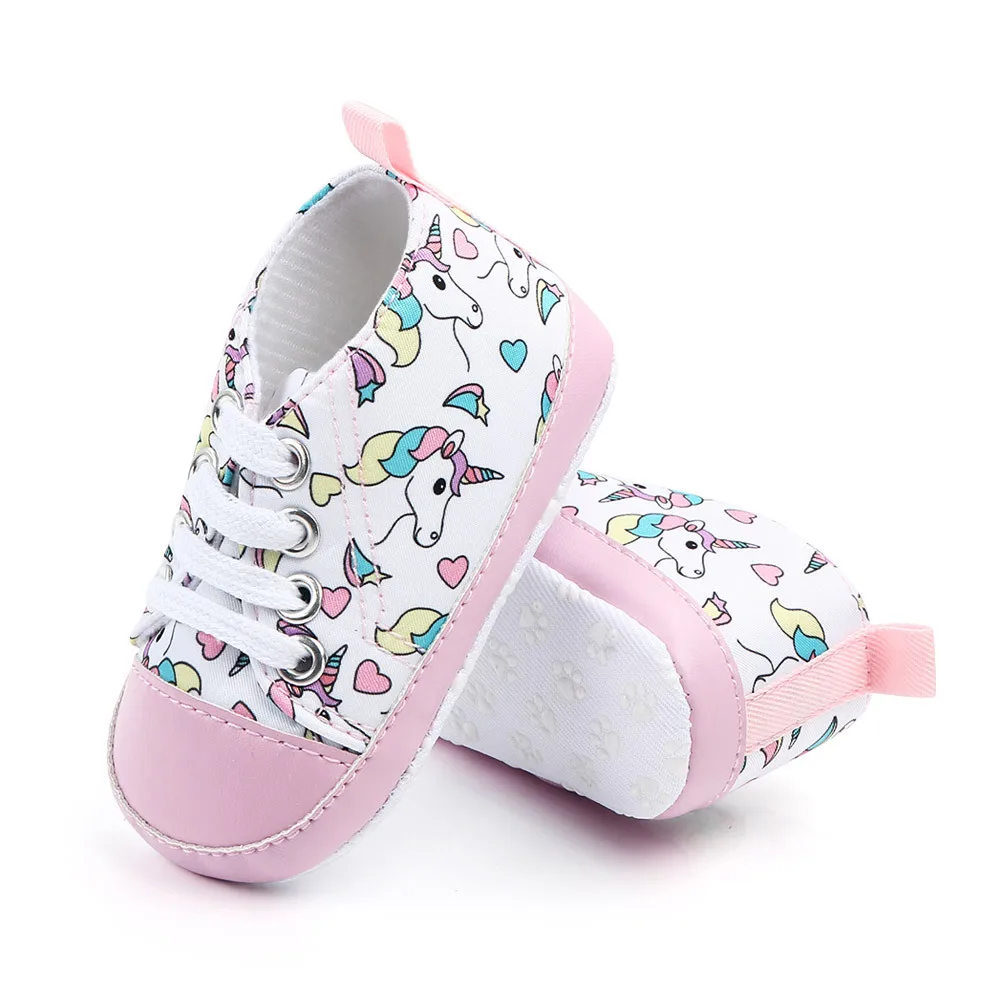 Unicorn graffiti newborn baby girl boys shoes soft shoes dinosaur
printing infant toddler hard bottom crib shoes first walking s