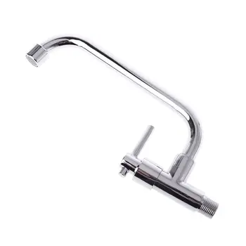 

Kitchen Basin Faucet Wall Mounted Single Cold Water Tap Crosswise Chrome Plated