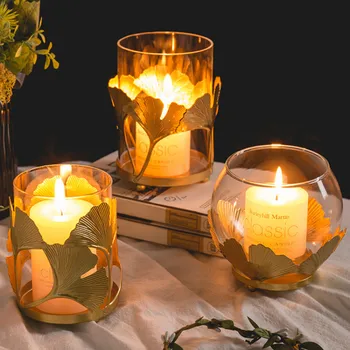 

Mini Crystal Candle Holder Tealight Nordic Glass Gold Wedding Table Romantic Party Candelabros Portavelas Decoration Home MM60ZT
