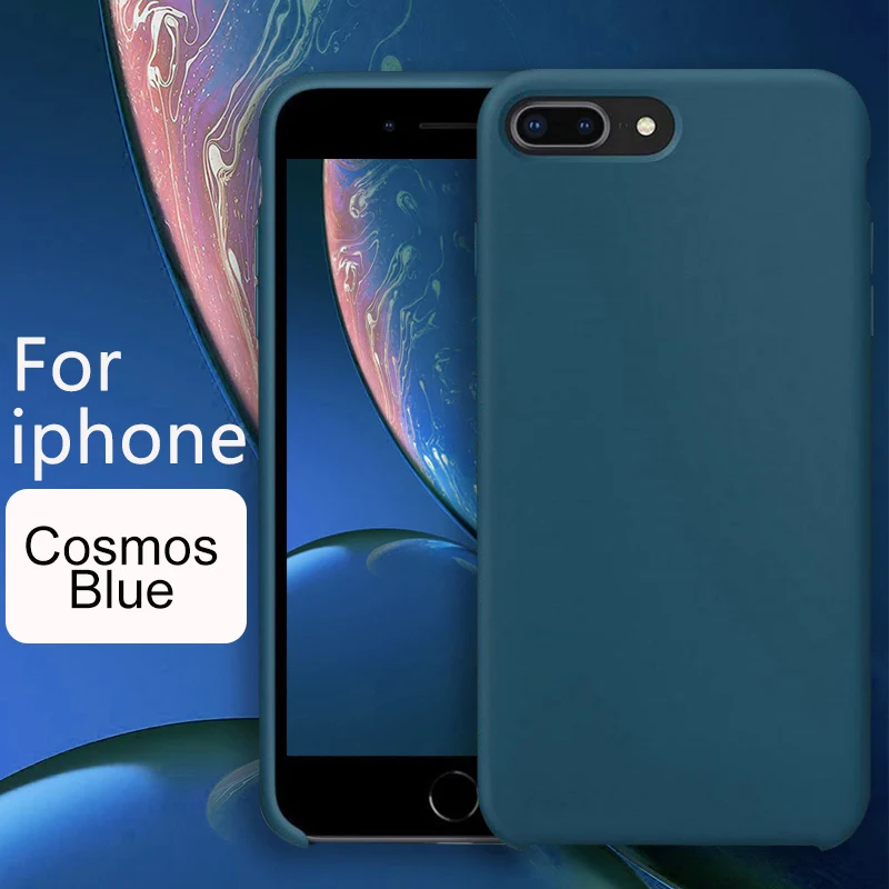 Cosmos Blue Официальный чехол для Apple iPhone X Xs XR 11 Pro MAX силиконовый чехол s логотип для Apple iPhone 7 8 Plus 11 6 5 6s SE чехол с логотипом - Цвет: Cosmos Blue