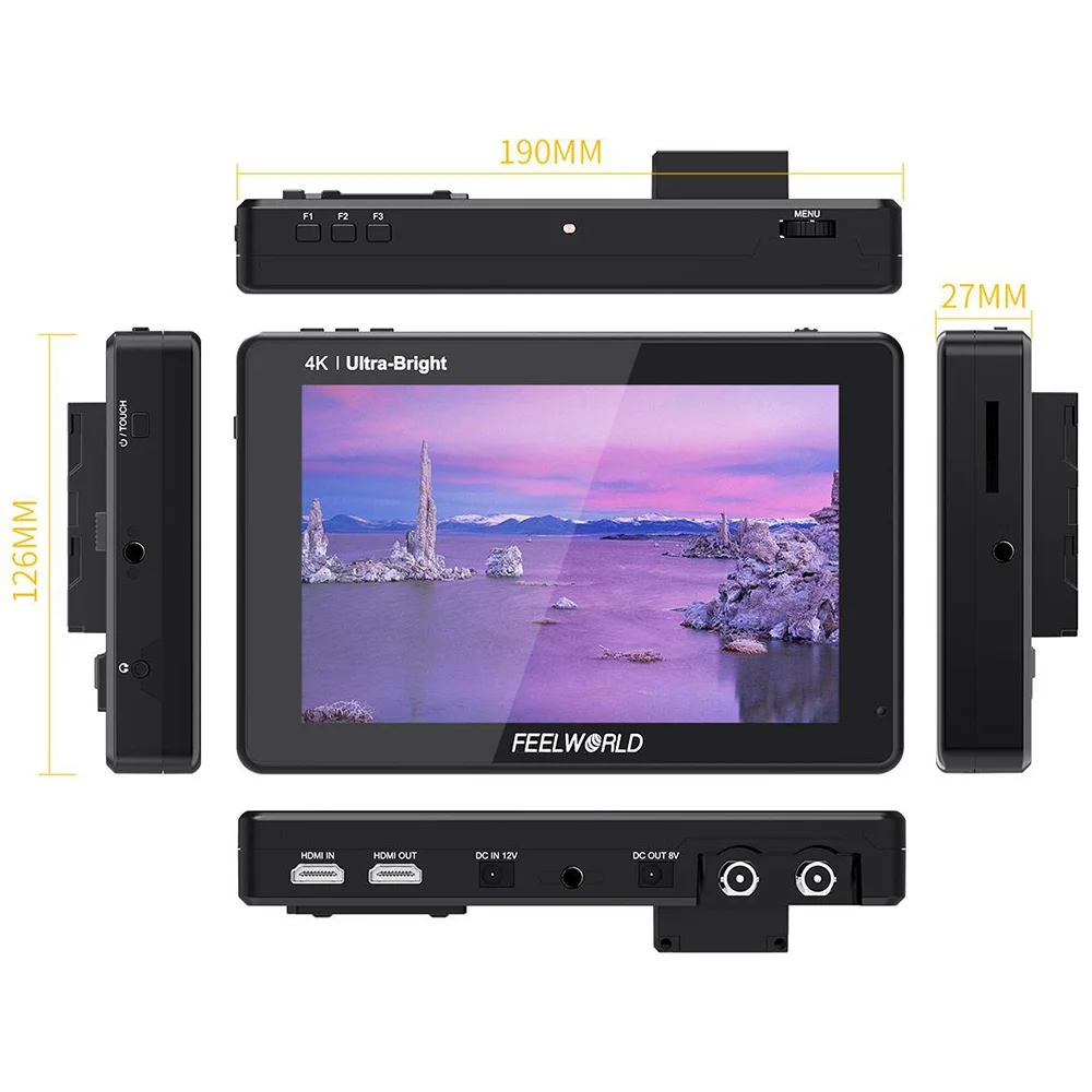 FEELWORLD LUT7S PRO 7 Inch 2200nits 3D LUT Touch Screen DSLR Camera Field Director AC Monitor 4K HDMI Input Output for Gimbal