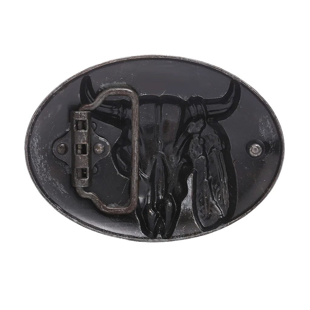 Alloy Bull Head Belt Buckle - Vintage Gunmetal Running Native Western Cowboy Belt buckles
