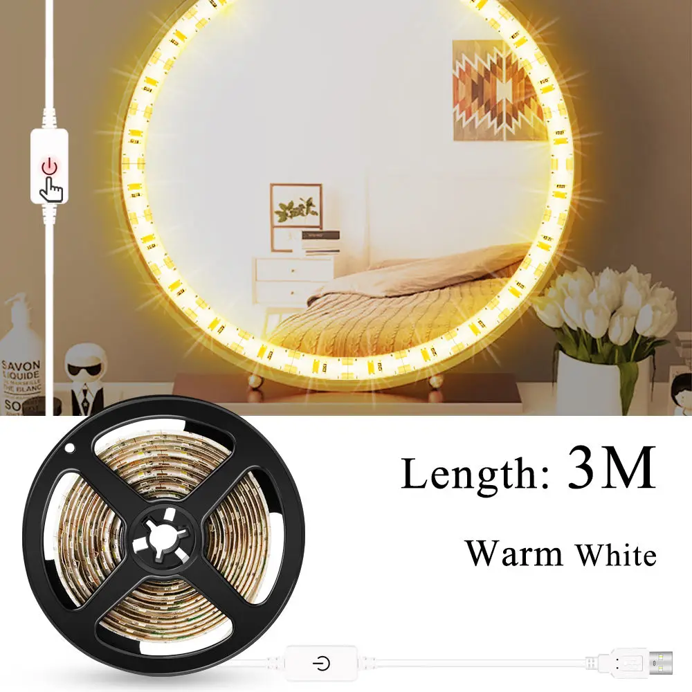 USB Warm 3M 8W WENNI зеркальная Светодиодная лампа USB Vanity Light светодиодный макияж лампа туалетный столик освещение 12 в Голливуд светодио - Испускаемый цвет: USB Warm 3M 8W