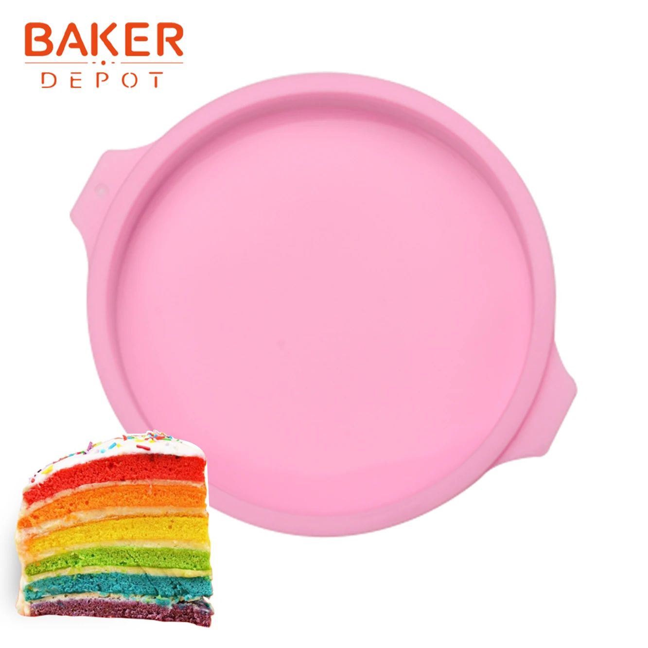 

BAKER DEPOT 8 inch Silicone Mold for Cake pizza pastry round bread rainbow cake baking mould cake decoration DIY birthday party