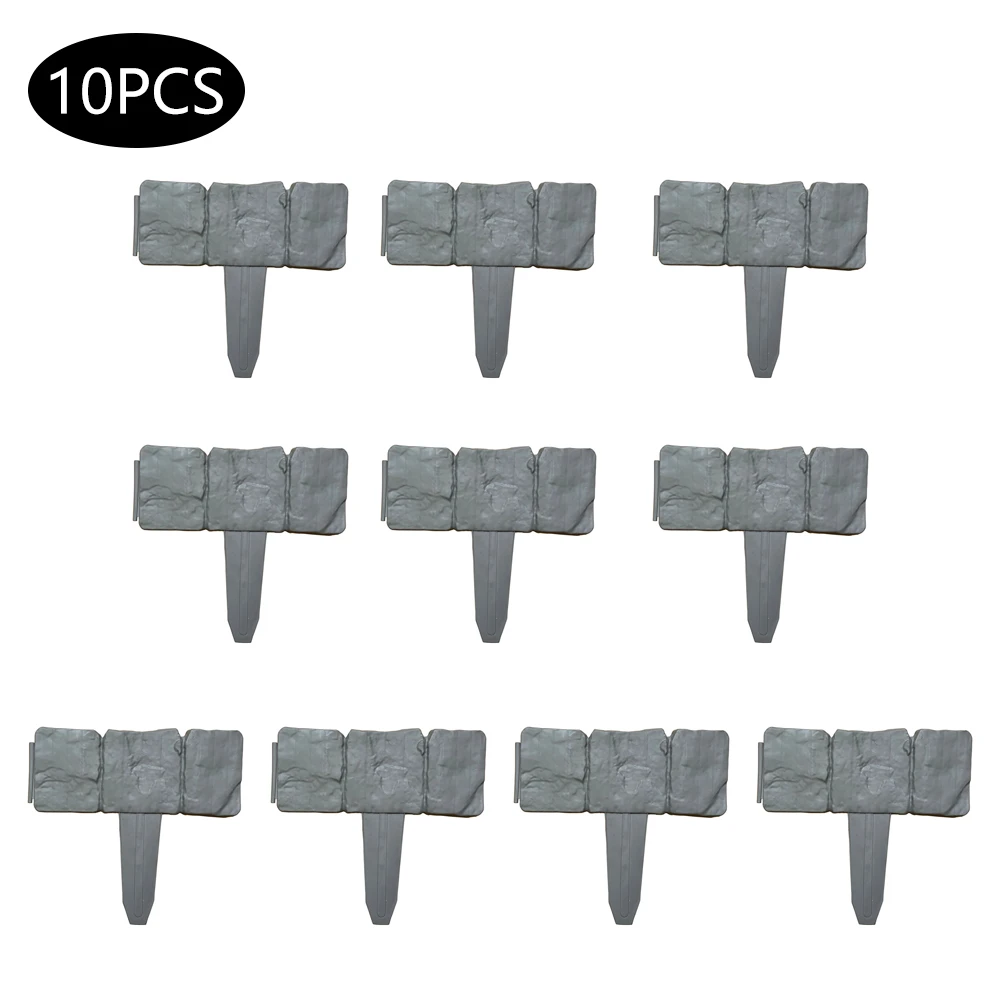 

10 Folding Landscape Gray Plastic Flower Fence-Path Garden Plant Border Edging Lawn Stone Fence Grounding Fence