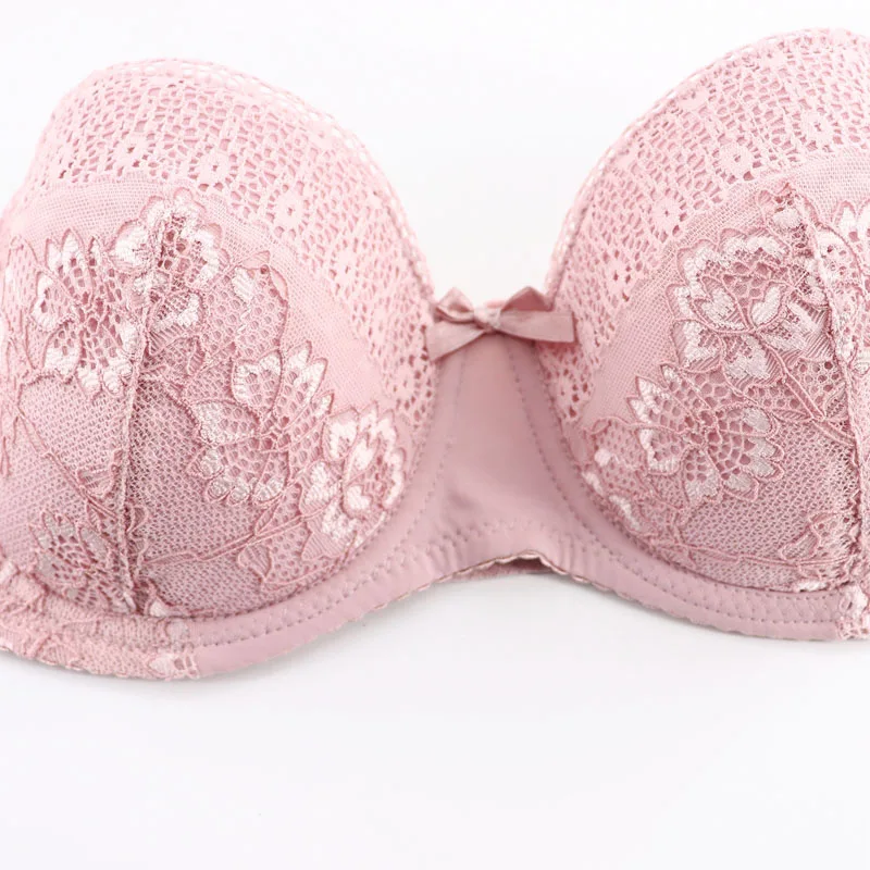 Розовый бюстгальтер 80 85 90 C чашка для женщин Bralette 1/2 чашка Пуш-Ап женское нижнее белье