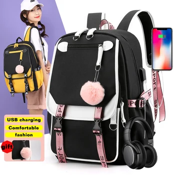 

Women girls School Backpacks Anti Theft USB Charge Backpack Waterproof Bagpack School Bags Teenage Travel Bag