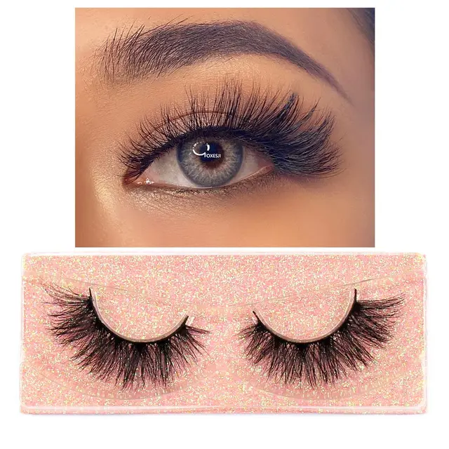 FOXESJI Makeup Eyelashes 3D Mink Lashes Fluffy Soft Wispy Natural Cross Eyelash Extension Reusable Lashes Mink False Eyelashes K10
