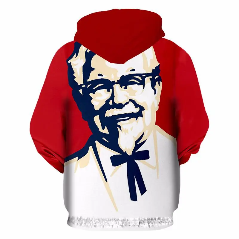 Весна и осень стиль 3D печатных KFC дедушка Спортивная повседневная одежда на молнии с капюшоном топы Настраиваемые