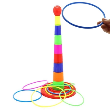 

Children Outdoor Funny Toys Interactive Ferrule Throwing Game Rainbow Sports Circle Ferrule Stacked Layers Parent-Child Game
