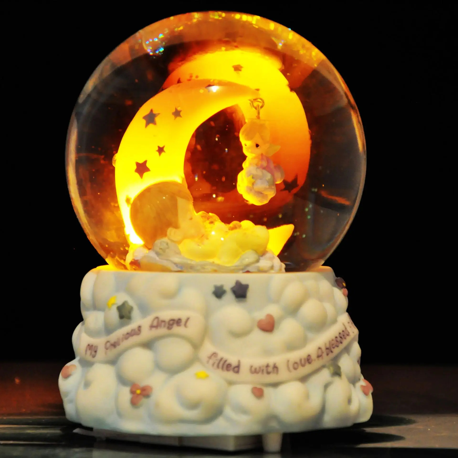 Moon Baby sleeping Snow Globe стеклянная музыкальная шкатулка для дома спальни украшения