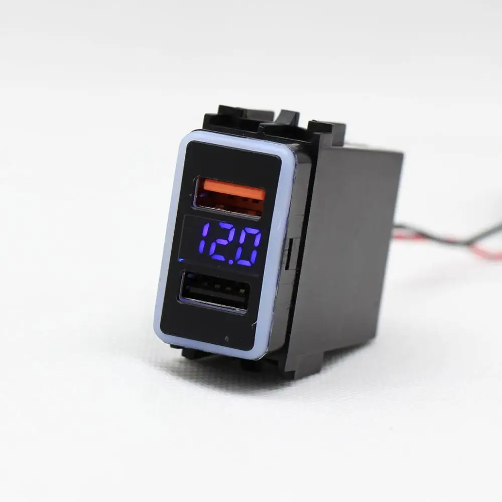 Для Nissan QC3.0 Quickcharge дисплей Напряжение Ампер автомобильное зарядное устройство двойной USB телефон адаптер DVR Plug& Play кабель