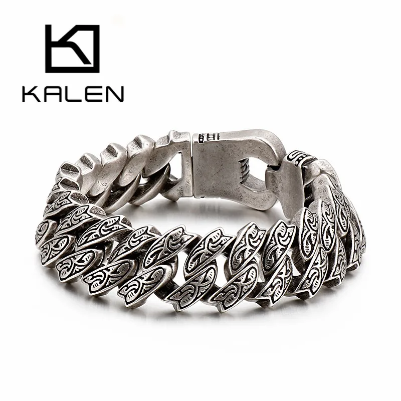 Панк 20 мм массивное звено цепи браслет для мужчин из нержавеющей стали Myterious символ Шарм велосипед Цепь Байкер нарукавная повязка мужские ювелирные изделия