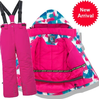 

Thermal Ski Suit Children Waterproof Pants+Jacket Boy Girl Winter Sports Windproof quality Kid Skiing and snowboard 2pcs Suits