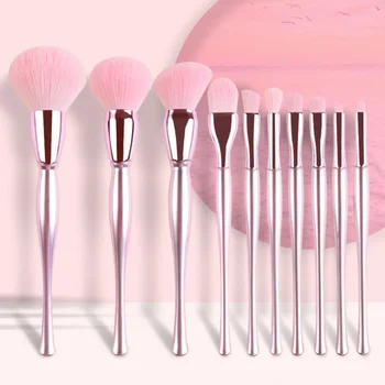 

New 10 Pcs Professional Eyeshadow Blusher Foundation Eyebrow Contour Face Makeup Brush Set Tools