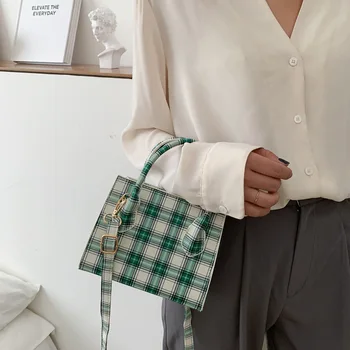 

Vintage Blue Plaid Handbag Women's Red Book Celebrity Style 2020 Autumn and Summer New Style Versatile Armpit Shoulder Handbag